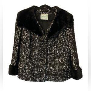 VTG London Shop wool Faux Fur Coat. Large.